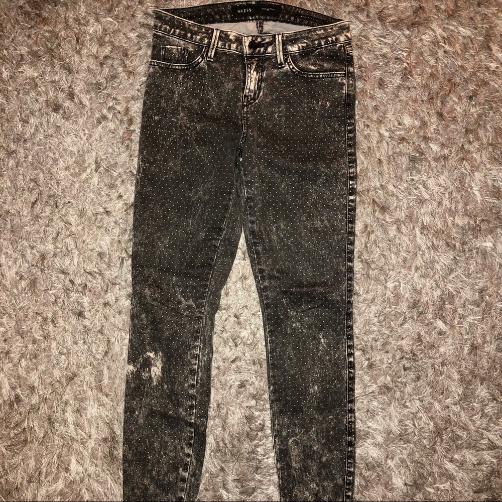Guess Y2K Grey Polkadot Skinny Jeans
